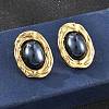 201 Stainless Steel Oval Stud Earrings EJEW-P304-05G-1