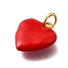Brass Red Enamel Charms KK-Z102-23G-3