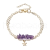Natural Amethyst Chip Multi-Strand Bracelet Sets BJEW-JB10500-02-1