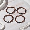 Gemstone & Natural Wood Beaded Stretch Bracelet for Men Women BJEW-JB09295-2