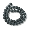Grade A Round Frosted Natural Black Agate Beads Strands X-G447-5-3