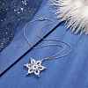 Synthetic Hematite & Glass Beaded Snowflake Pendant Necklace NJEW-JN04272-2