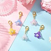 5Pcs Acrylic & Shell Pearl Flower Pendant Decorations HJEW-JM03261-01-1