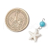 4Pcs 4 Styles Round Dyed Synthetic Turquoise & Natural Mixed Shell Pendants PALLOY-JF03813-2