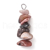 Gradient Color Natural Rose Quartz & Natural Rhodonite & Natural Pink Opal Chip Beaded Pendants PALLOY-JF02791-04-3