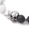 Halloween Natural Howlite and Lava Rock Beaded Stretch Bracelets BJEW-TA00473-3