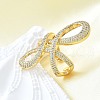 Brass Micro Pave Clear Cubic Zirconia Open Cuff Rings RJEW-F179-02G-5