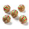 Printed Wood European Beads WOOD-Z002-03B-1