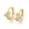 Star with Evil Eye Real 18K Gold Plated Brass Hoop Earrings EJEW-L269-084G-01-1