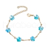 Brass Cable Chains Beads Bracelets for Women BJEW-JB11470-01-2