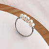 Mother's Day Jewellery 304 Stainless Steel with Natural Baroque Pearl Rondelle Beaded Finger Rings FS-WG39983-04-1