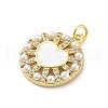 Brass Micro Pave Cubic Zirconia and Enamel and ABS Imitation Pearl Pendants KK-D325-24G-03-2