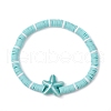 Flat Round Handmade Polymer Clay Heishi Beaded Stretch Bracelets BJEW-JB11715-02-2