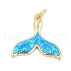 Whale Tail Brass Pendants KK-I723-36G-1