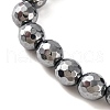 Faceted Round Terahertz Stone Beaded Stretch Bracelets for Women Men BJEW-H590-04A-02-2