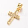 Cross Brass Micro Pave Cubic Zirconia Pendants KK-E673-027G-1