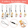 6Pcs 6 Colors Cat & Flower Alloy Enamel Pendant Decoration HJEW-AB00466-2