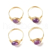 Natural Amethyst Oval Finger Rings RJEW-JR00441-01-1