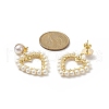 Wrapped Shell Pearl Beaded Dangle Stud Earrings EJEW-TA00206-3