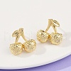 Cherry Brass Stud Earrings EJEW-F895-18G-2