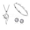 Rhinestone Twist Pendant Necklace & Diamond Bangle & Stud Earrings JEW101C-1