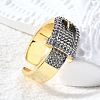Brass Micro Pave Cubic Zirconia Cuff Rings RJEW-D313-06PG-2