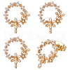 Beebeecraft 10Pcs Brass Micro Pave Clear Cubic Zirconia Flower Wreath Stud Earring Findings KK-BBC0008-34-1