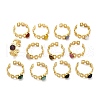 316 Stainless Steel with Natural Mixed Gemstone Cuff Rings RJEW-Z098-01G-12-4