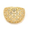Hollow Flower Clear Cubic Zirconia Open Cuff Ring RJEW-L121-036G-2