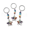 Star Brass Mixed Stone Keychains HJEW-S006-01P-L-1
