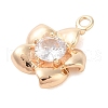 Brass Inlay Clear Glass Pendants KK-S388-29G-2