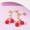Brass Enamel Stud Earrings EJEW-Q045-04G-5
