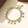 Flat Round Alloy & Synthetic Turquoise Pendant Necklaces & Bracelets Sets FS-WG9B54E-01-3
