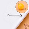 Rhodium Plated 925 Sterling Silver Screw On Eye Ball Pins STER-L044-02C-P-1
