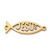201 Stainless Steel Hollow Religion Jesus Fish Connector Charms STAS-V014-03G-1