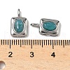 304 Stainless Steel Pave Dyed Natural White Jade Rectangle with Oval Charms STAS-L022-516P-05-3