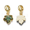 Rack Plating Alloy Enamel European Dangle Charms MPDL-N039-060LG-2