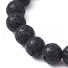 Natural Lava Rock Round Beaded Stretch Bracelet BJEW-JB09744-02-4
