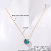 Brass Pave Deep Sky Blue Cubic Zirconia Flat Round with Constellation Pendant Necklaces WGDD0B3-09-1