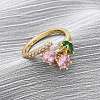 Brass Micro Pave Cubic Zirconia Finger Rings for Women RJEW-U057-13G-01-1