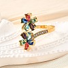 Brass Micro Pave Cubic Zirconia Cuff Rings RJEW-D308-03G-A-3