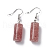 Natural Strawberry Quartz Cylindrical Dangle Earrings EJEW-D188-01P-10-1
