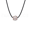 Natural Rose Quartz & Glass Seed Beads Cluster Flower Pendant Necklaces NJEW-MZ00095-01-2