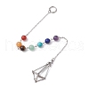 Chakra Mixed Synthetic & Natural Round Gemstone Pointed Dowsing Pendulums PALLOY-JF02520-01-4