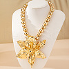 3D Flower Alloy Pendant Round CCB Plastic Beaded Necklaces for Women FS-WG582AE-01-4