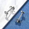 Key S925 Sterling Silver Micro Pave Clear Cubic Zirconia Stud Earrings for Women EJEW-K307-03B-P-3