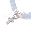 4Pcs 4 Style Natural Ang & Lava Rock & Opalite Round Beaded Stretch Bracelets Set BJEW-JB09083-2