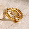 Stainless Steel Micro Pave Clear Cubic Zirconia Stacking Finger Rings FS-WGF4BA8-03-1