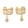 Brass Micro Pave Clear Cubic Zirconia Cuff Earrings EJEW-K309-09G-4