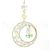 Opalite Chip & Alloy Ring Pendant Decorations HJEW-TA00119-01-3